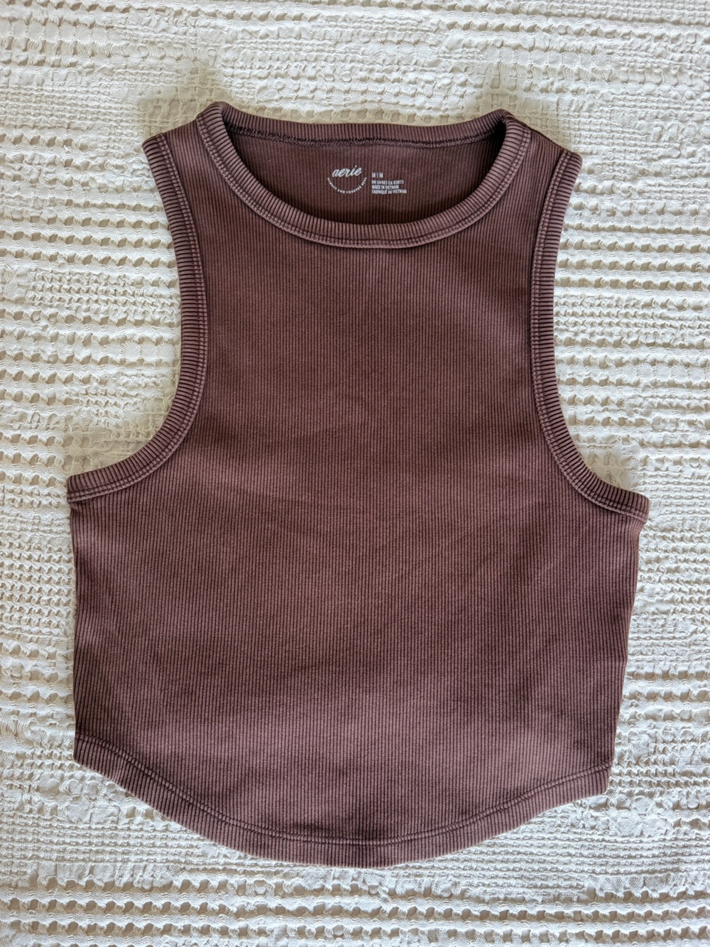Aerie Ribbed Cropped Tank Top Brown Size M
